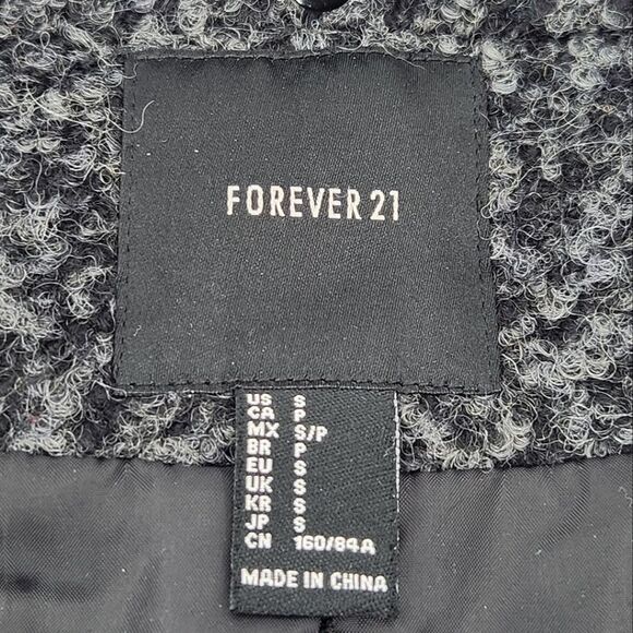 Forever 21 Heavy Moto Jacket Womens Size Small Faux Fur Wool Blend Biker Baddie - Picture 4 of 7